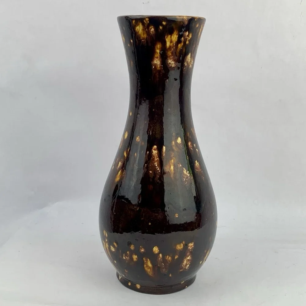 Vintage Splotchy 70s Brown Vase Holland Mold 10